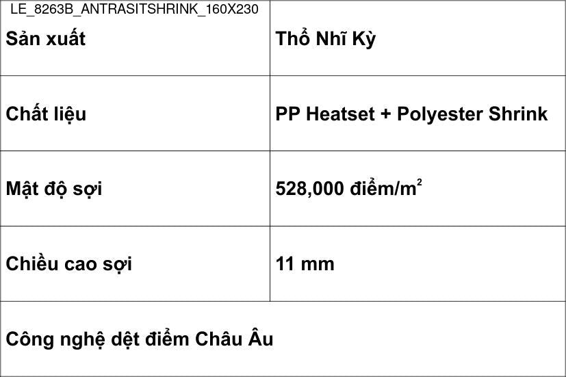Thảm Sợi Ngắn - LE_8263B_ANTRASITSHRINK_160X230