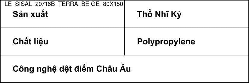 Thảm Sợi Ngắn - LE_SISAL_20716B_TERRA_BE_80X150