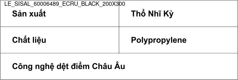 Thảm Sợi Ngắn - LE_SISAL_60006489_ECRU_BL_200X300