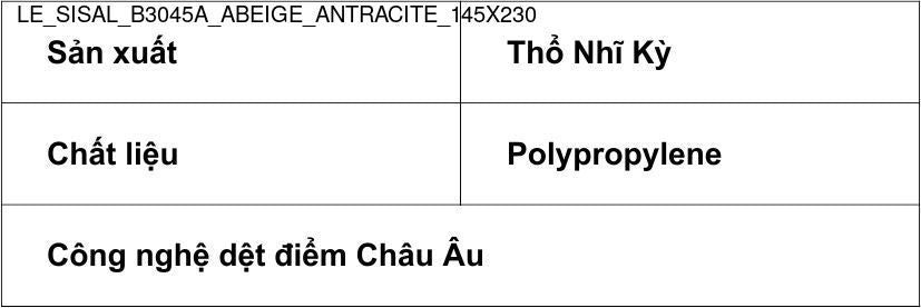 Thảm Sợi Ngắn - LE_SISAL_B3045A_ABE_ANTRACITE_145X230