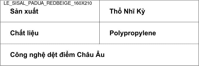 Thảm Sợi Ngắn - LE_SISAL_PADUA_REDBE_160X210