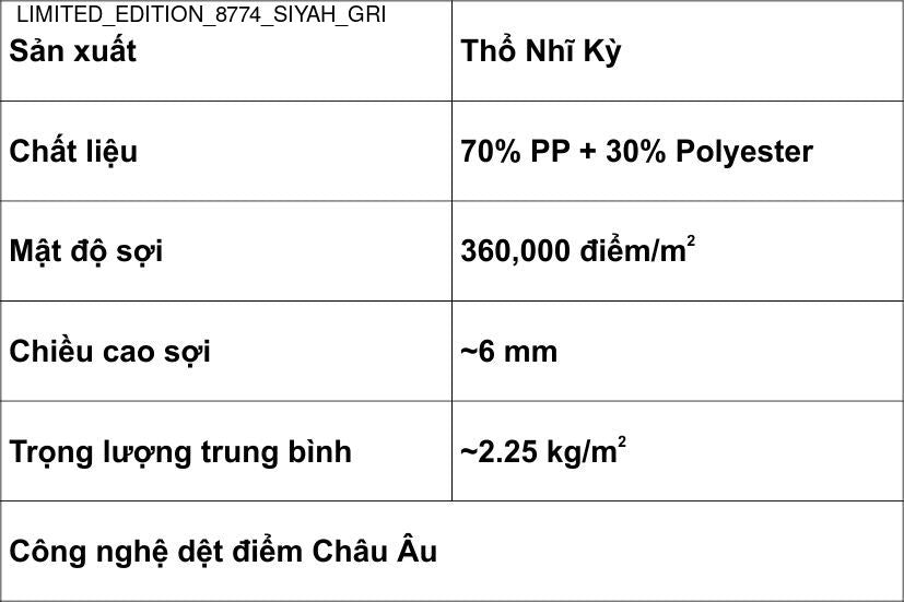Thảm Sợi Ngắn - LIMITED_EDITION_8774_SIYAH_GRI