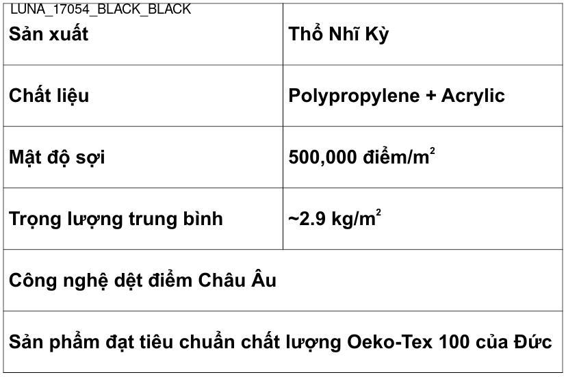 Thảm Sợi Ngắn - LUNA_17054_BL_BL