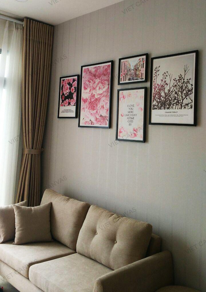 Bộ 5 Tranh Vườn Hoa Và Khu Phố Màu Hồng - HD446