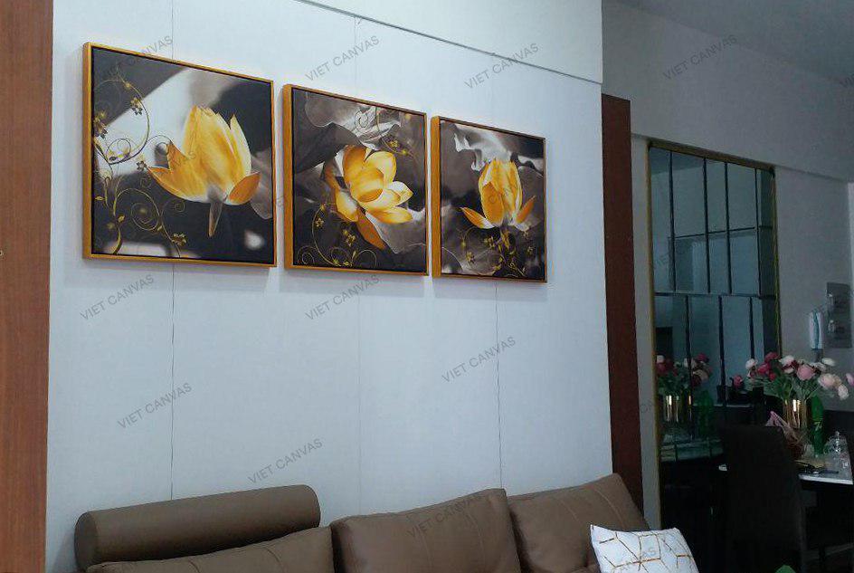 Bộ 3 Tranh Sen Vàng Tinh Tế - HD792