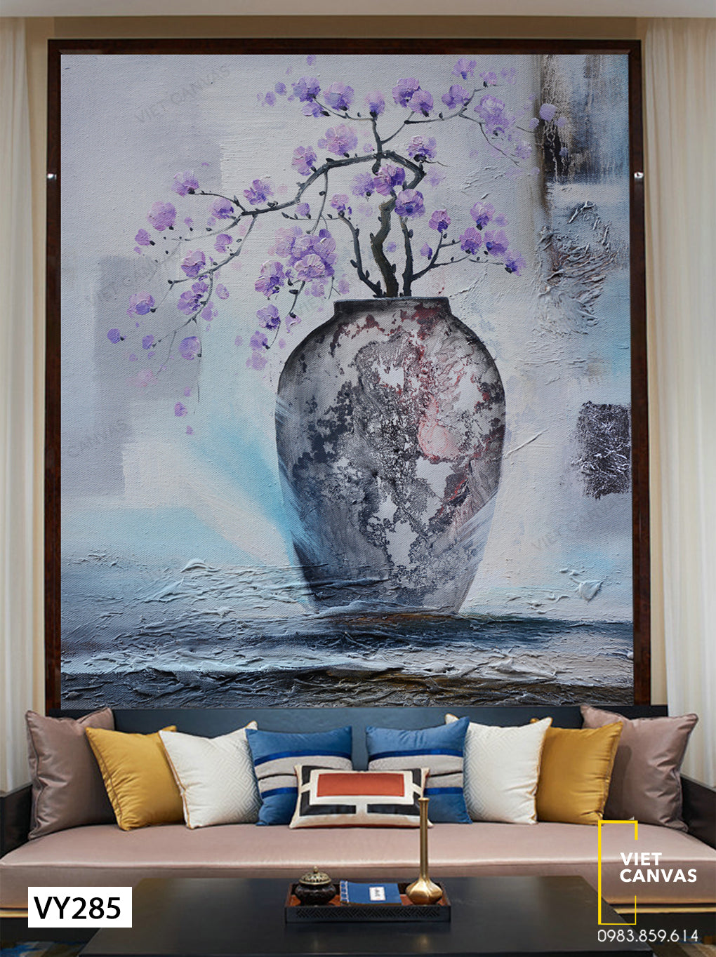 Tranh Bình Hoa Sắc Tím - VY285