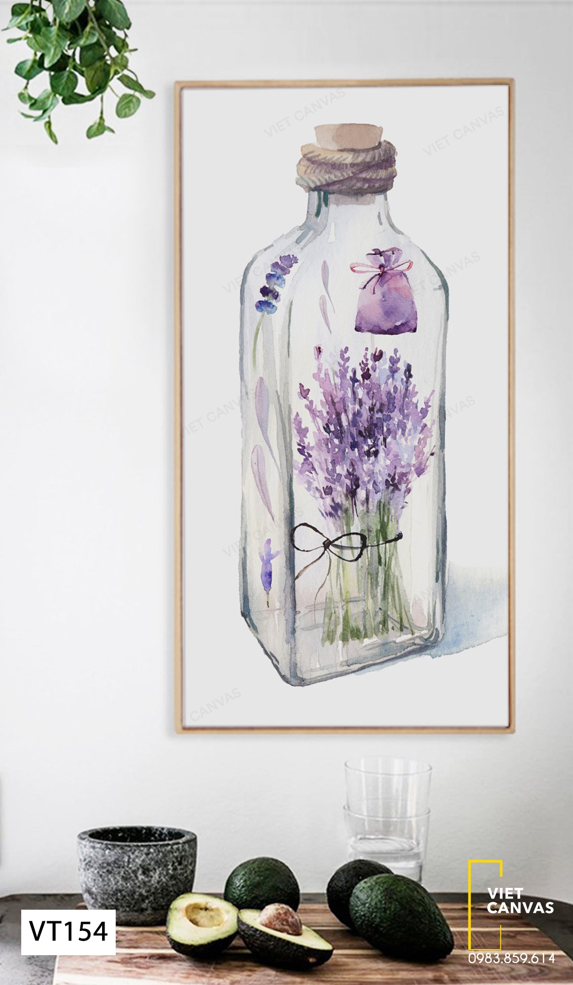 Tranh Bó Hoa Lavender Trong Chai Thủy Tinh - VT154