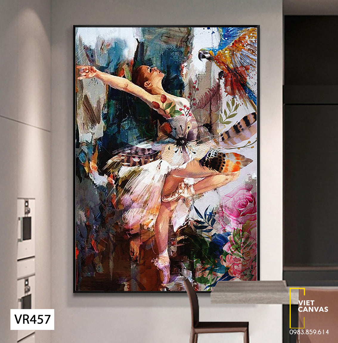 Tranh Cô Gái Múa Ballet Và Chim Vẹt - VR457