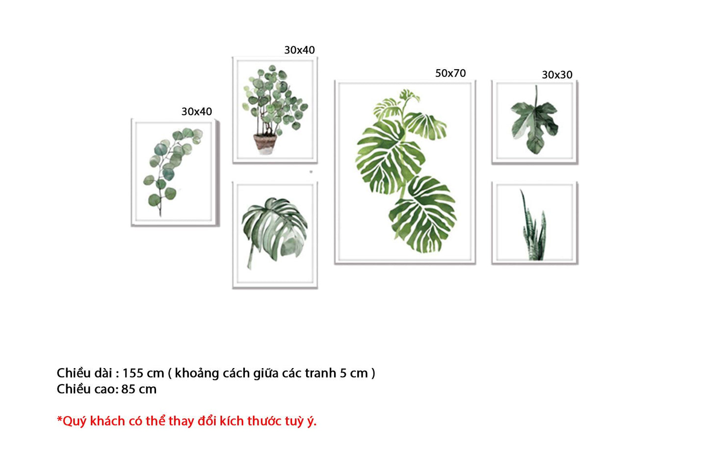 Bộ 6 Tranh Lá Cây Xanh Mát - HD250