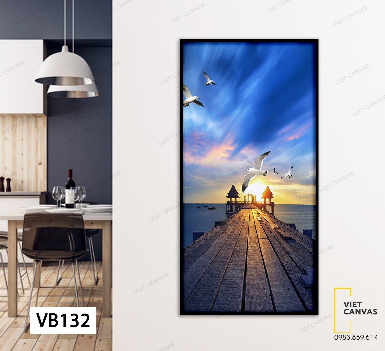 Tranh Hoàng Hôn, Cây Cầu Trên Biển - VB132