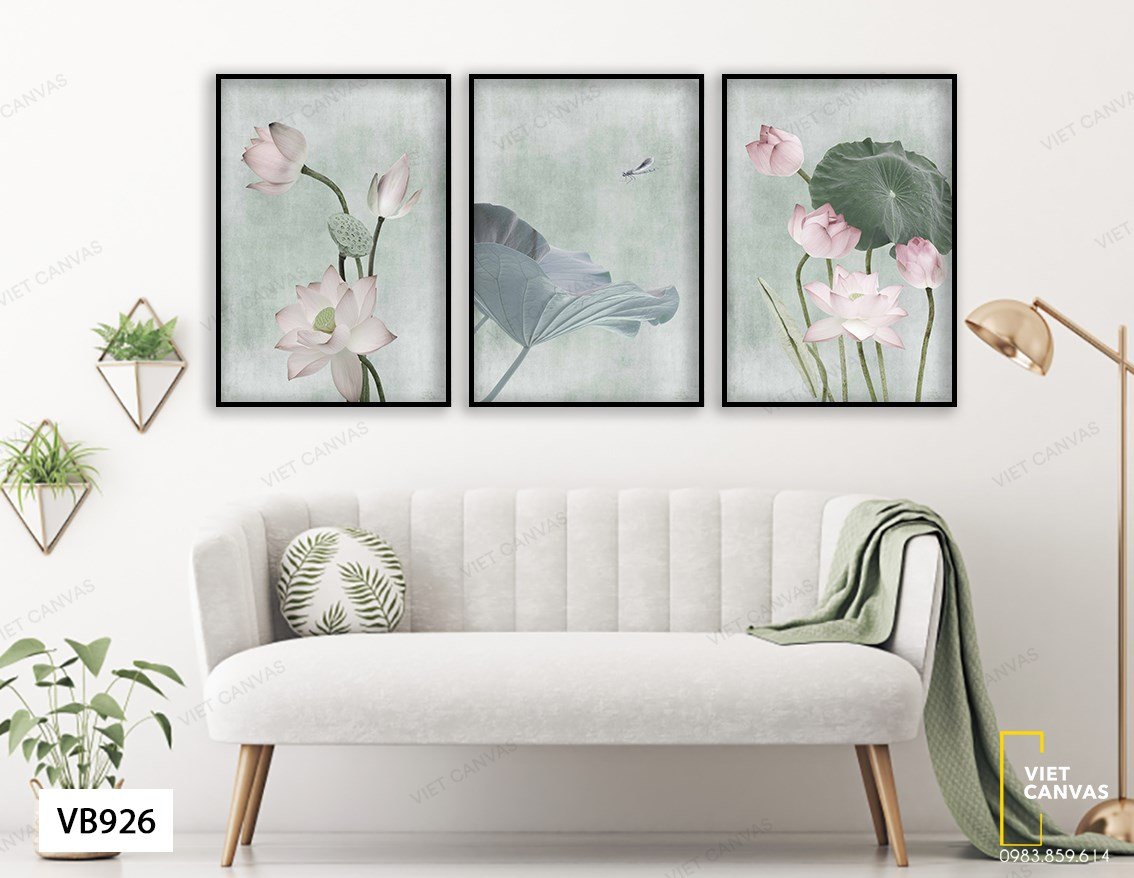 Bộ 3 Tranh Ao Sen Khoe Sắc - VB926