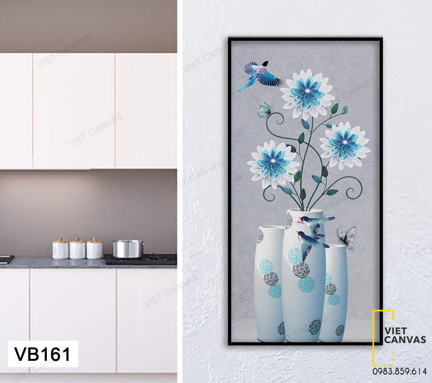 Tranh Bình Bông Xanh Tinh Tế - VB161