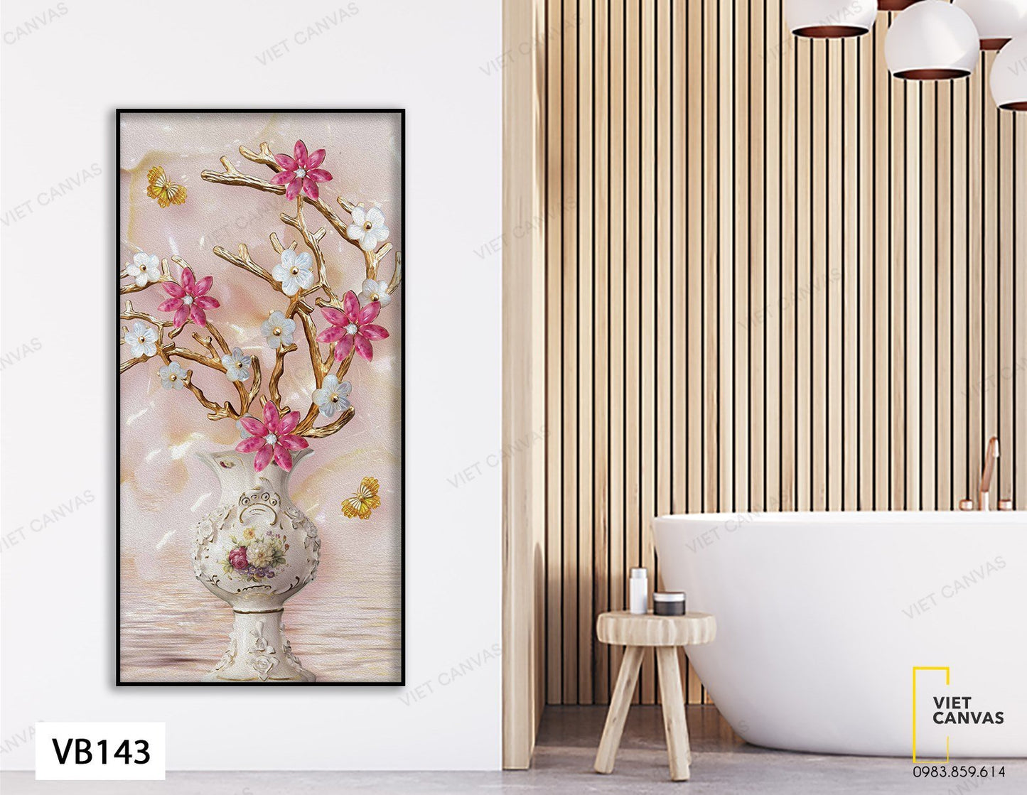 Tranh Bình Hoa Bằng Sứ - VB143