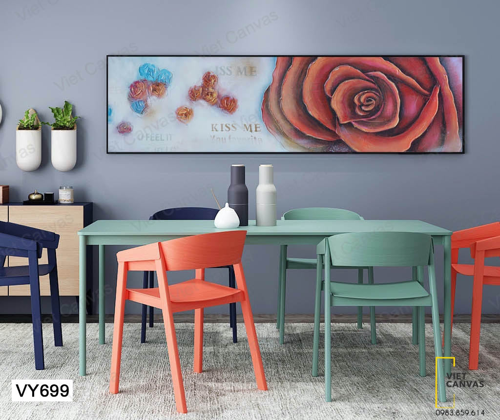 Tranh Bông Hoa Hồng Màu Đỏ - VY699