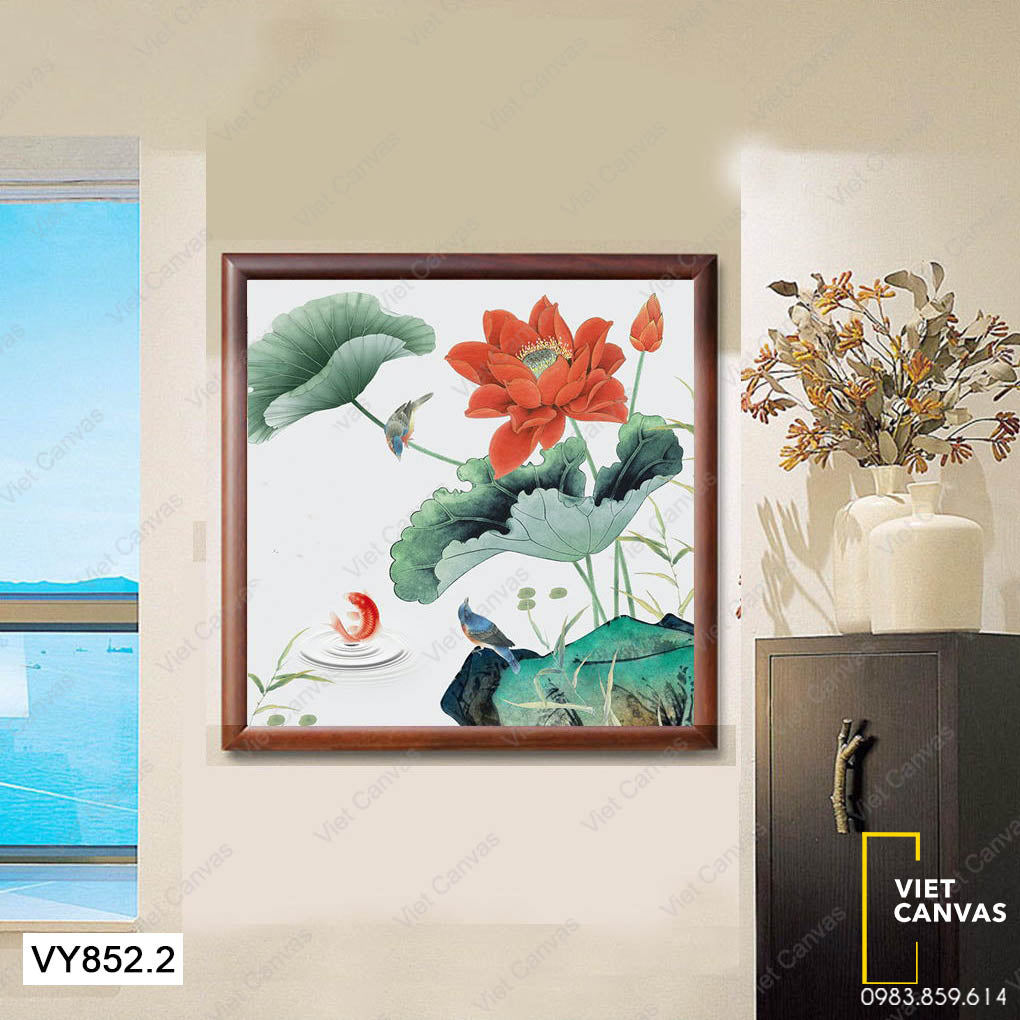 Tranh Bông Sen Đỏ Nở Rộ - VY852.2