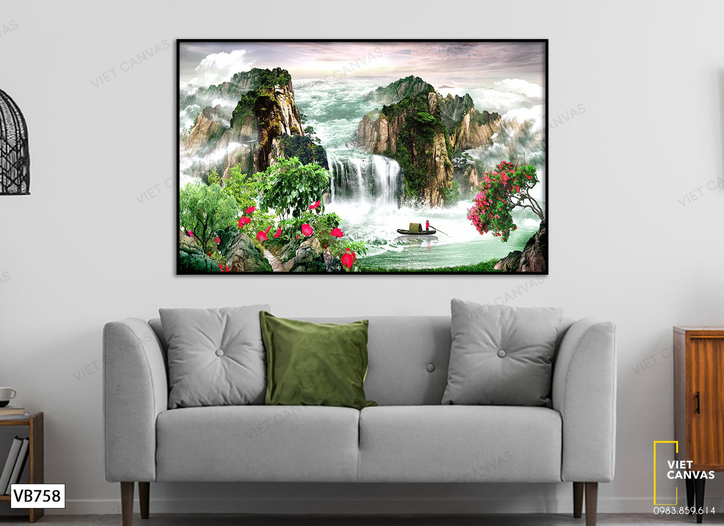 Tranh Cô Lái Đò Dưới Thác Nước - VB758