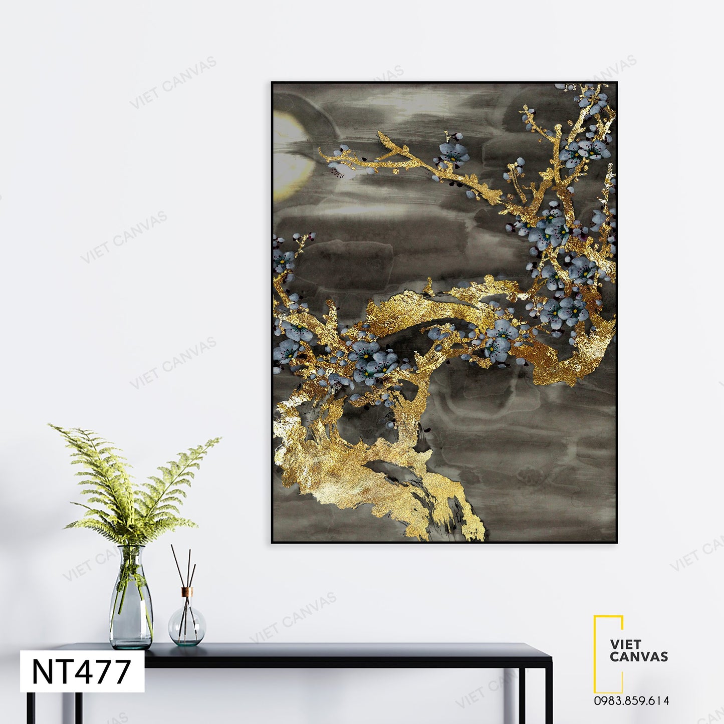 Tranh Cành Hoa Đá Thân Vàng - NT477