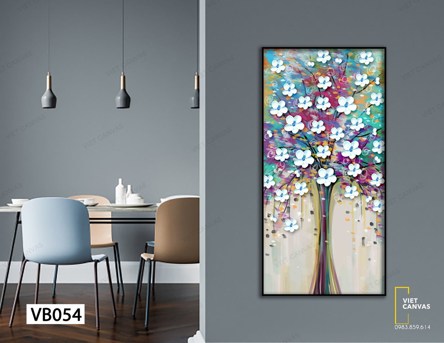 Tranh Cây Hoa Trắng Nghệ Thuật - VB054