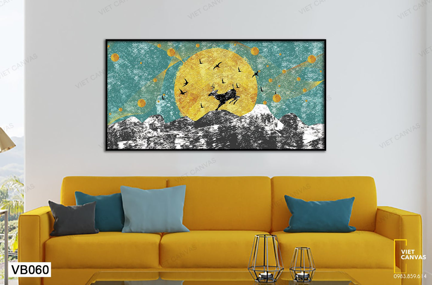 Tranh Hươu Vượt Đồi Trong Đêm - VB060