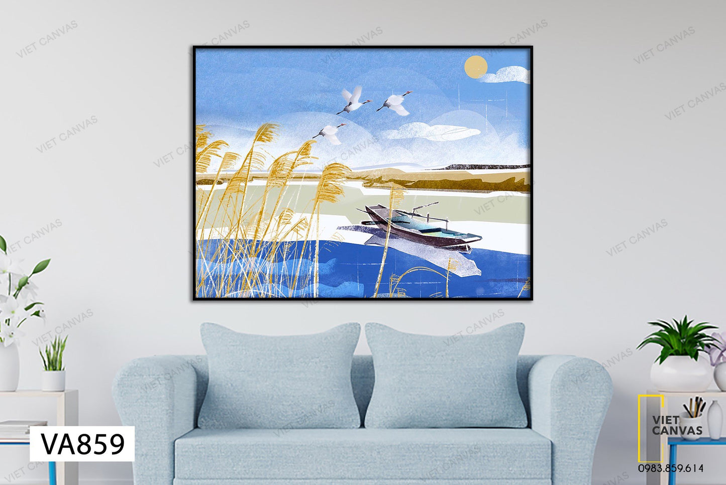 Tranh Cỏ Lau Bên Bờ Hồ - VA859