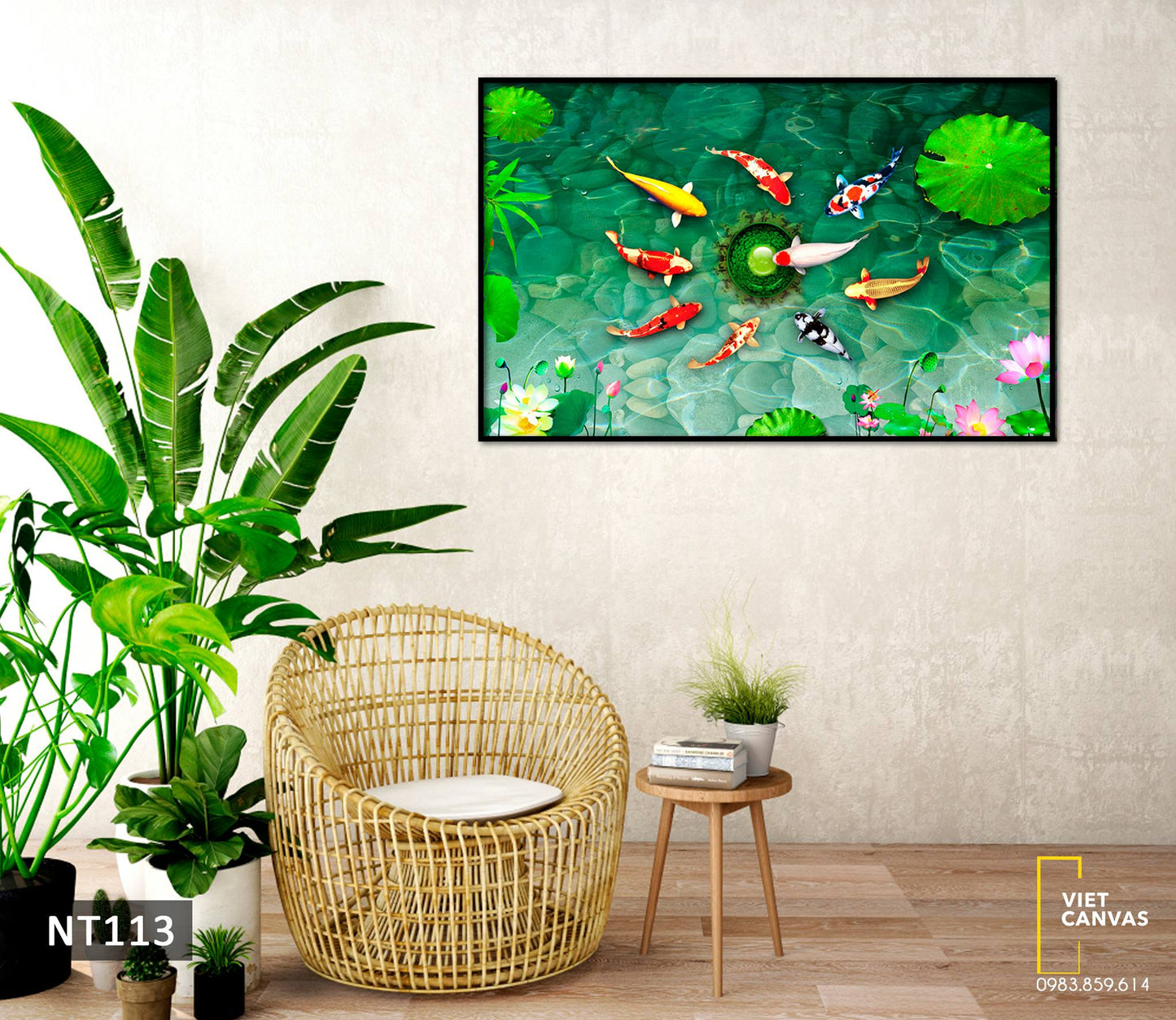 Tranh Cửu Ngư Trong Ao Sen - NT113