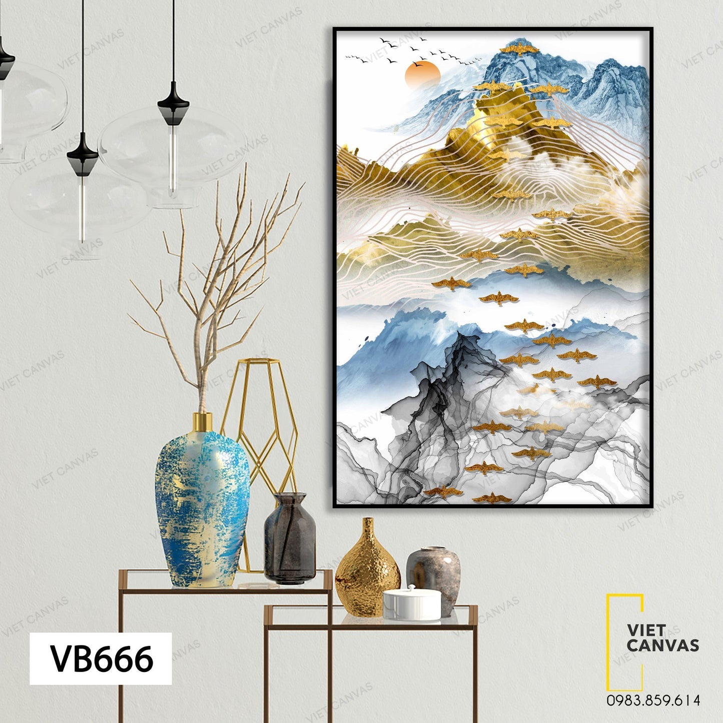 Tranh Bầy Chim Bay Về Cuối Bầu Trời - VB666