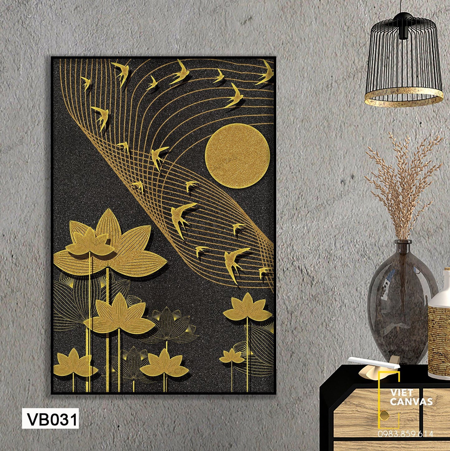 Tranh Đàn Chim Bên Hoa Sen - VB031
