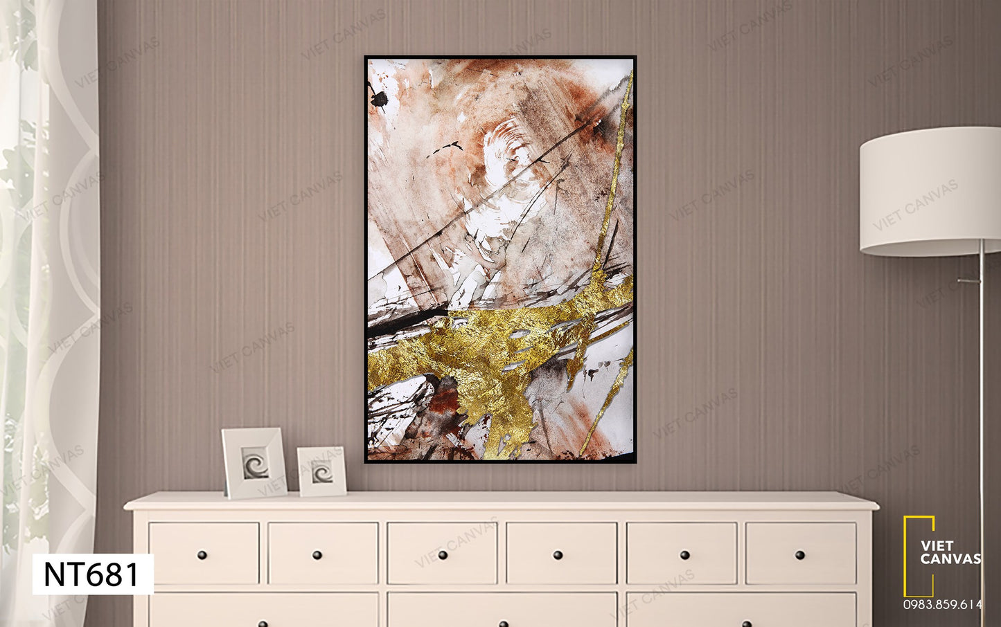 Tranh Trừu Tượng Vàng Nâu - NT681