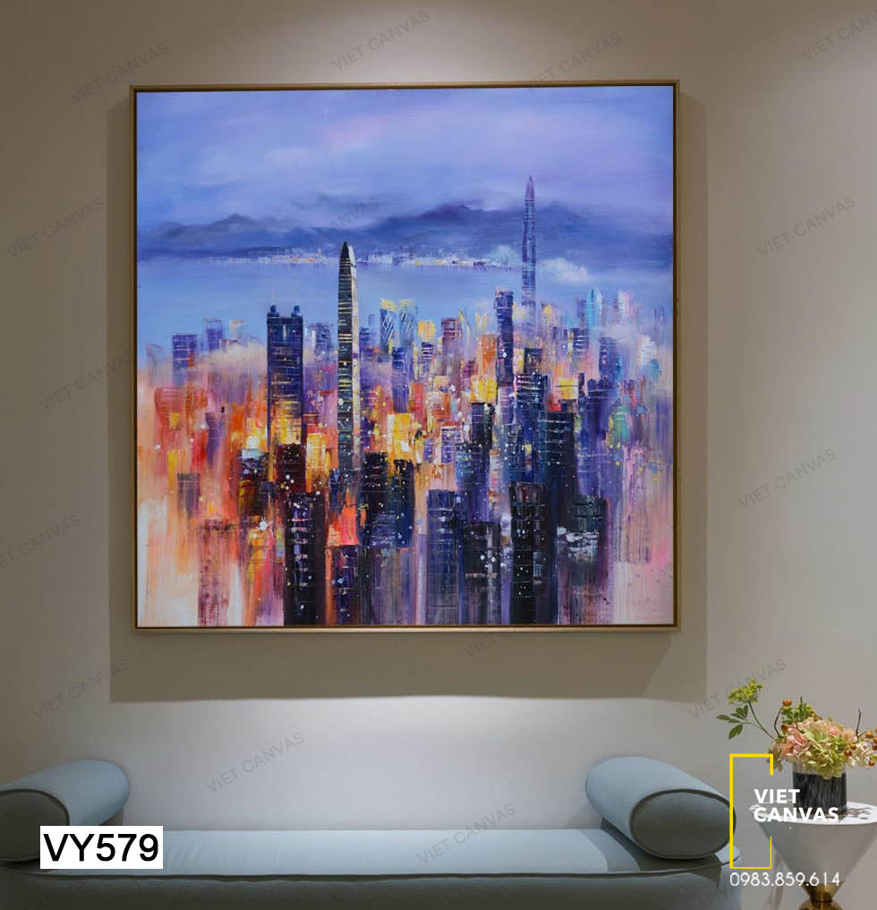 Tranh Đỉnh Những Tòa Nhà Về Đêm - VY579