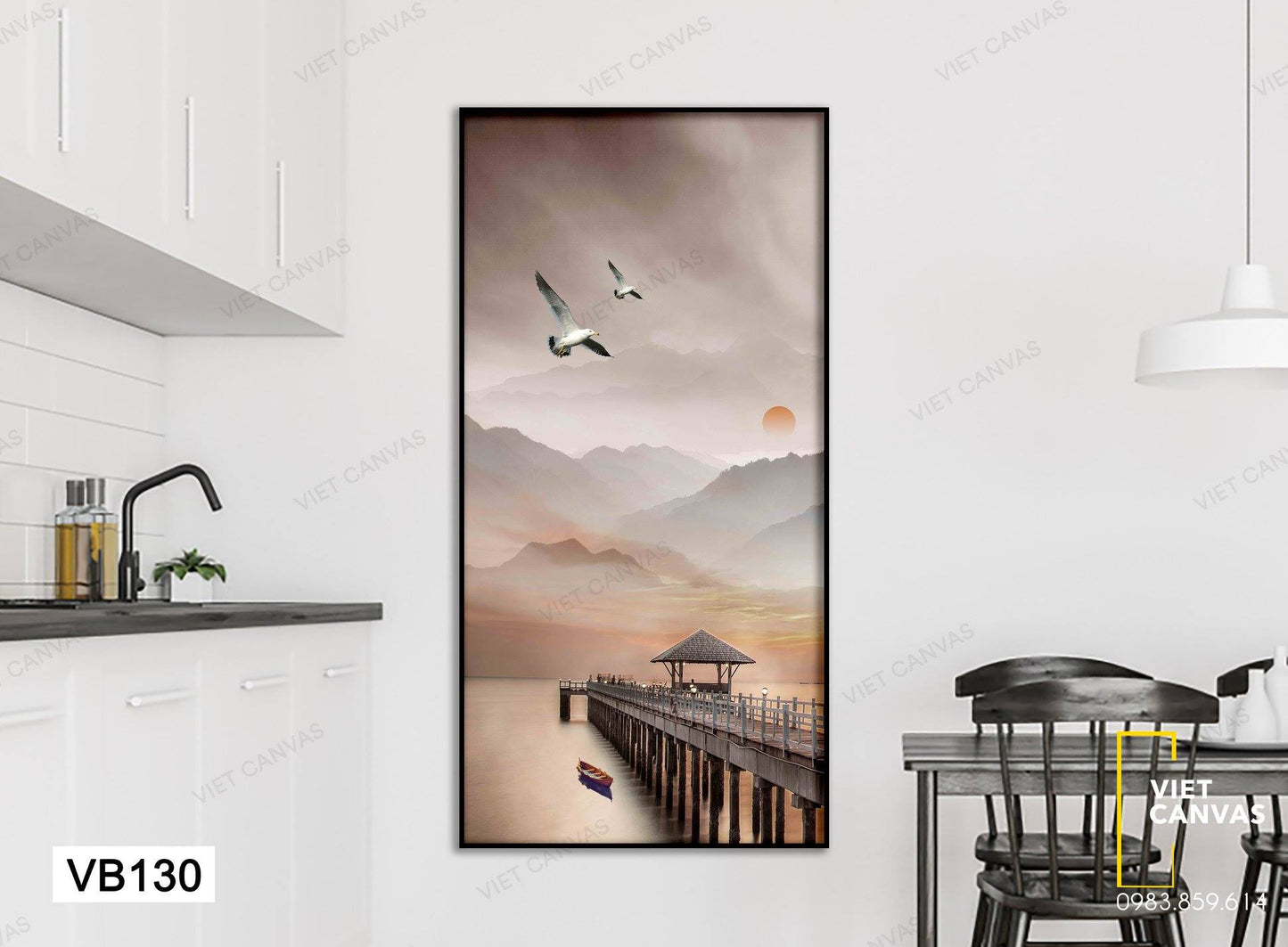 Tranh Đôi Chim Bay Lượn Buổi Chiều Tà - VB130
