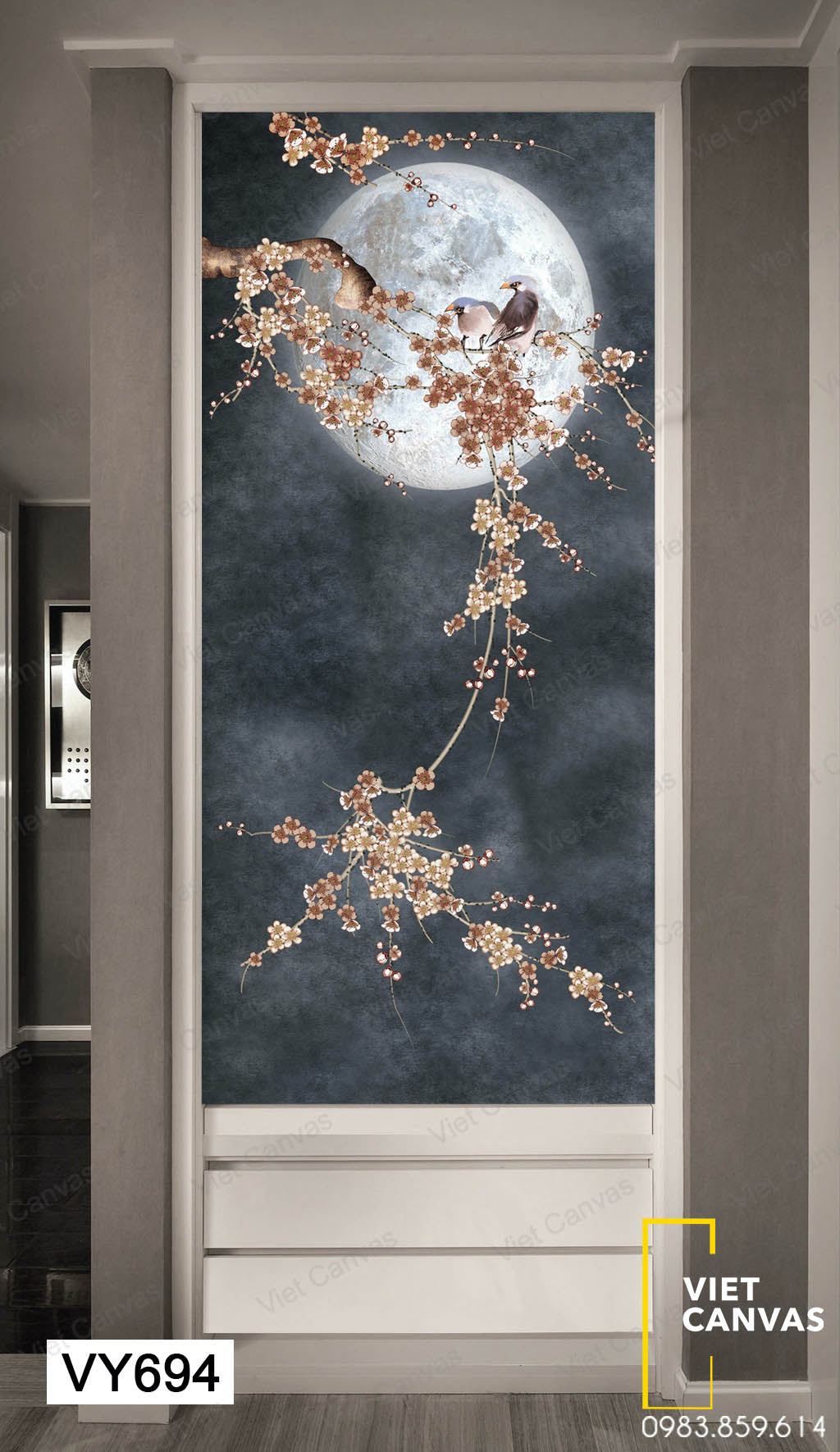 Tranh Đôi Chim Giữa Đêm Trăng - VY694