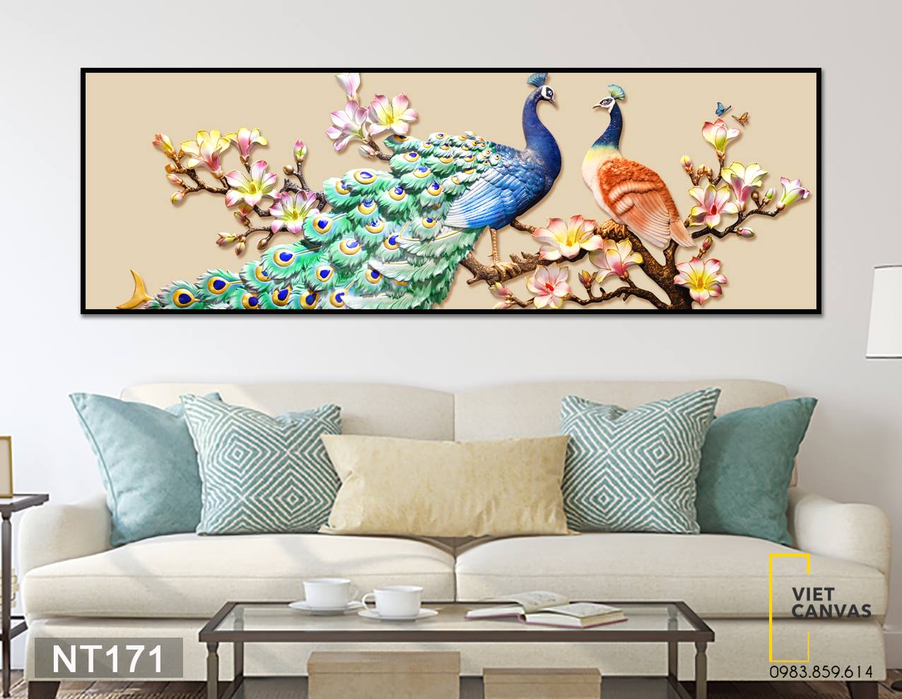 Tranh Đôi Mãn Đường Trên Cành Hoa - NT171