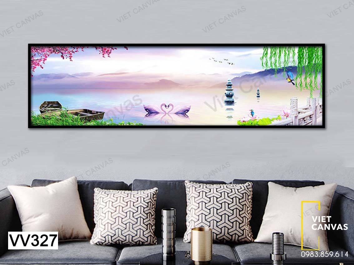Tranh Hồ Nước Và Đôi Thiên Nga - VV327