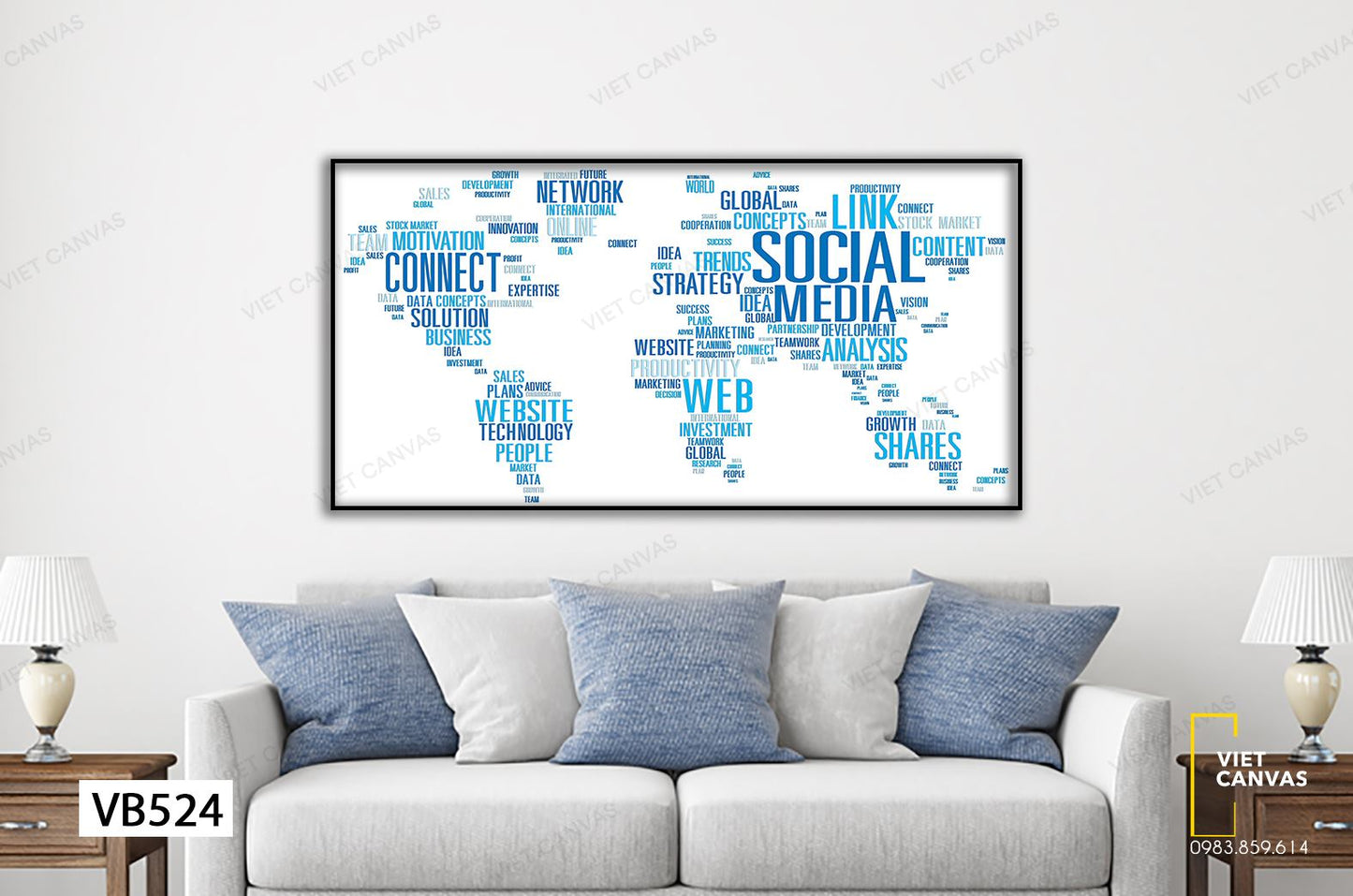 Tranh Bản Đồ Thế Giới Trừu Tượng - VB524