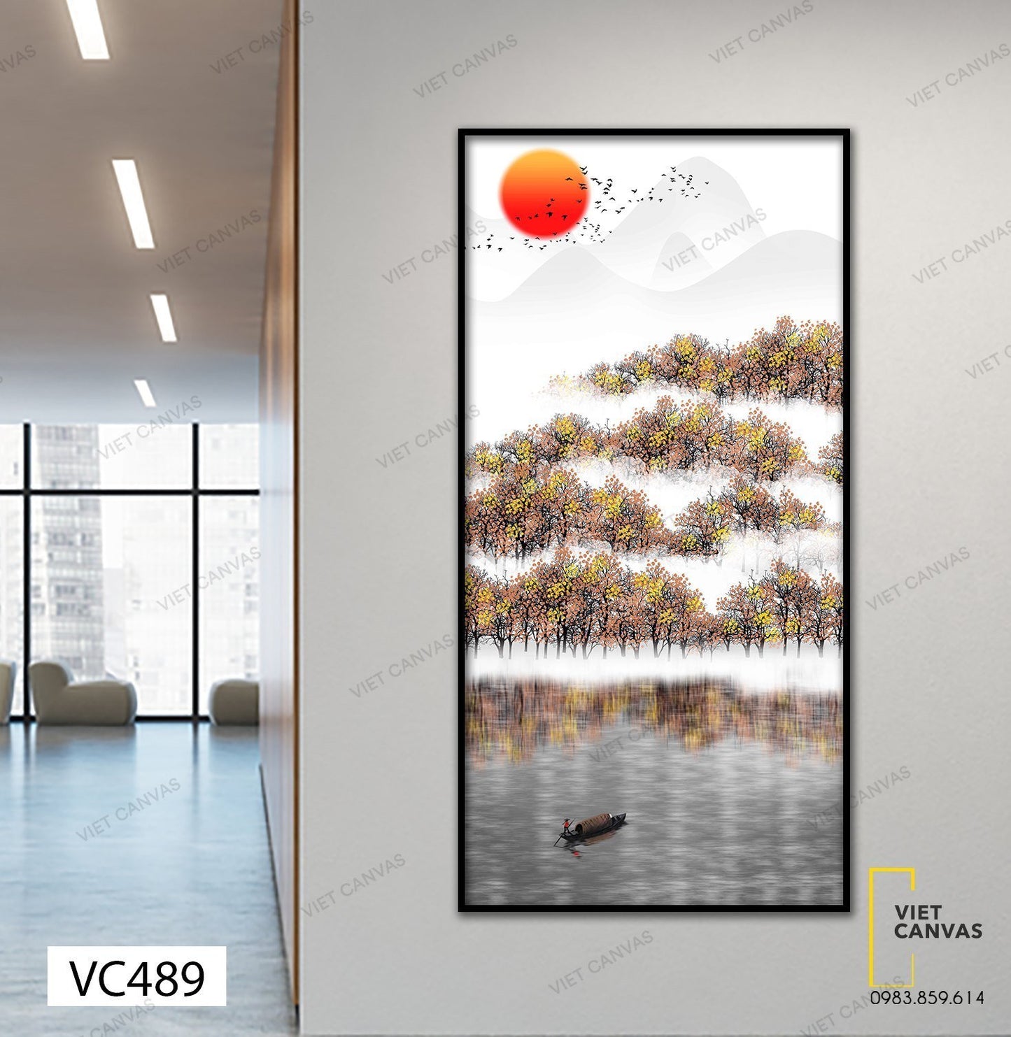 Tranh Lái Đò Một Chiều Hoàng Hôn - VC489