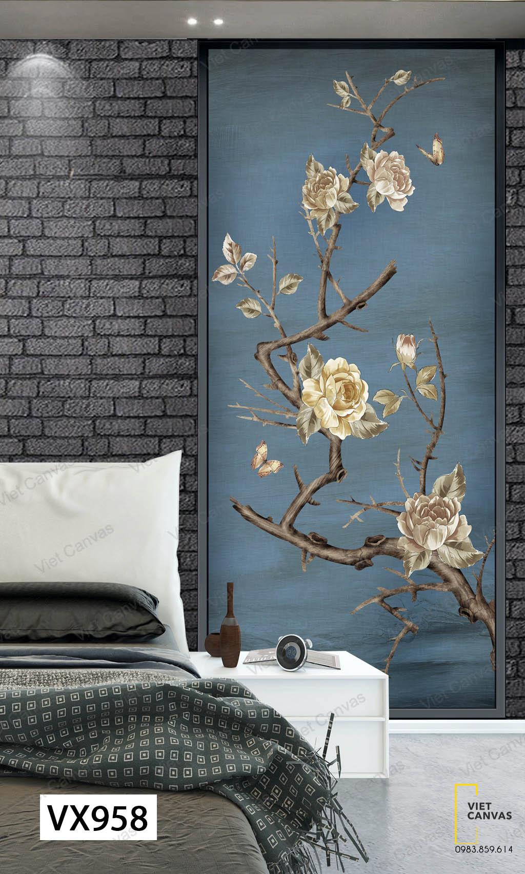 Tranh Nhánh Hoa Nở Bên Sông - VX958