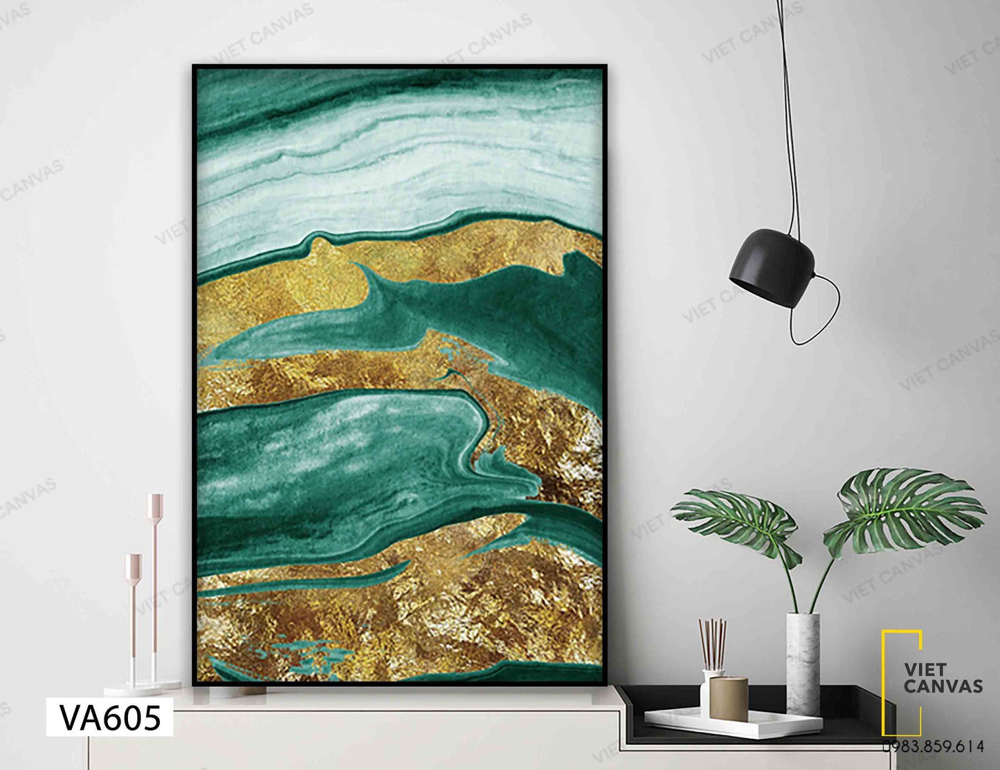 Tranh Trừu Tượng Xanh Vàng - VA605