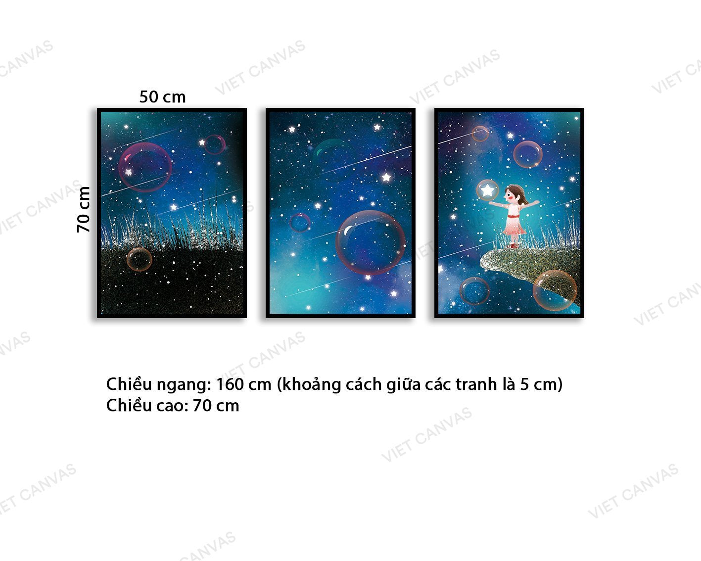 Bộ 3 Tranh Bé Con Giữa Trời Đầy Sao - VB865