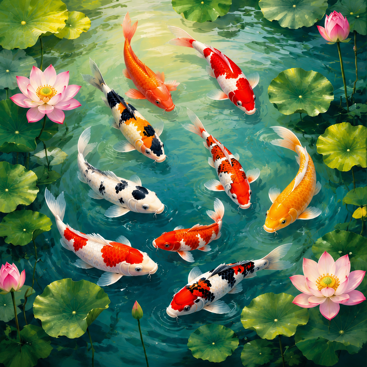 Tranh Cửu Ngư Quần Hội