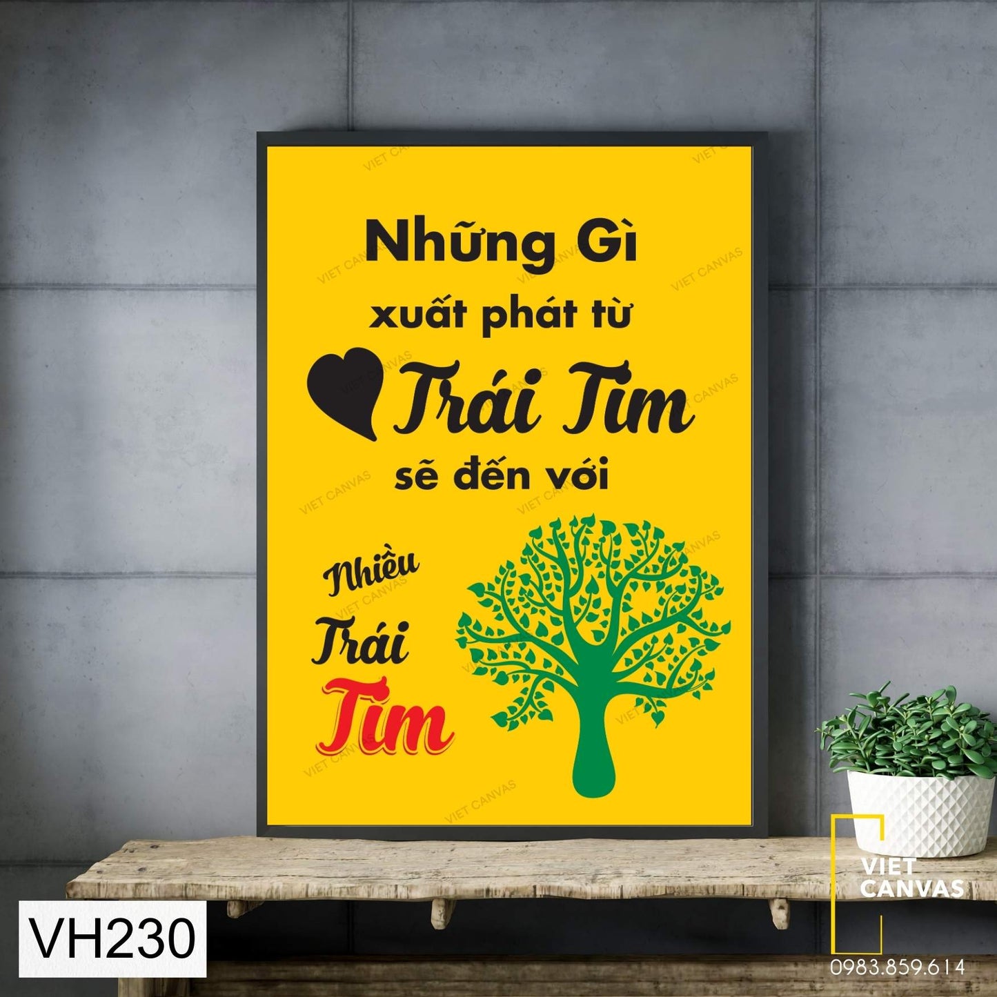 Tranh Quotes Ý Nghĩa Trái Tim - VH230