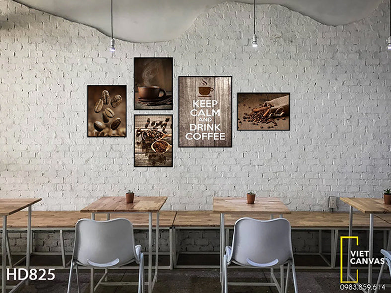 Bộ 5 Tranh Cà Phê Và Quotes Keep Calm And Drink Coffee - HD825