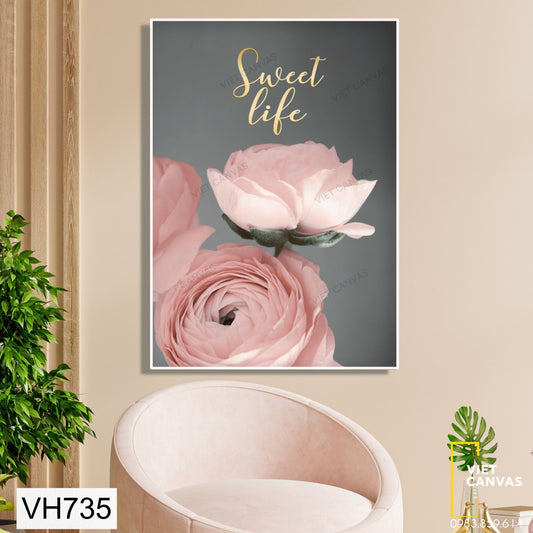 Tranh Hoa Hồng Nở Rộ Sắc Hồng Phấn - VH735
