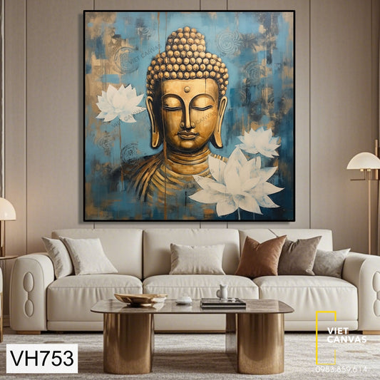 Tranh Đức Phật Và Bông Sen Trắng - VH753