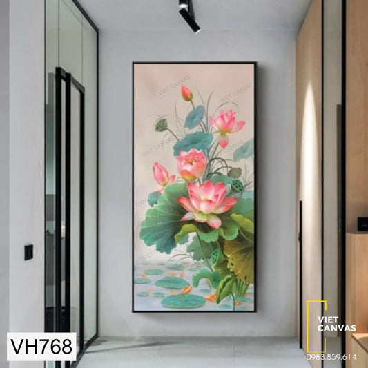 Tranh Hoa Sen Hồng Nở Rộ - VH768