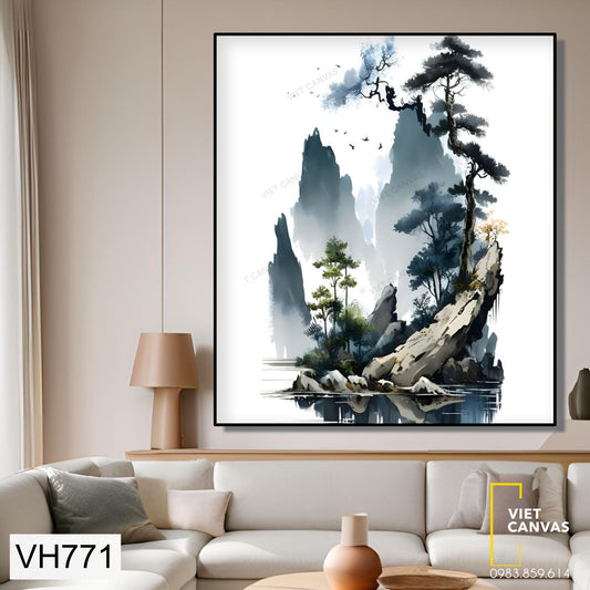 Tranh Phong Cảnh Núi Sông Yên Tĩnh - VH771
