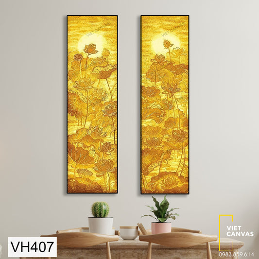 Bộ 2 Tranh Hoa Sen Sắc Vàng Rực Rỡ - VH407