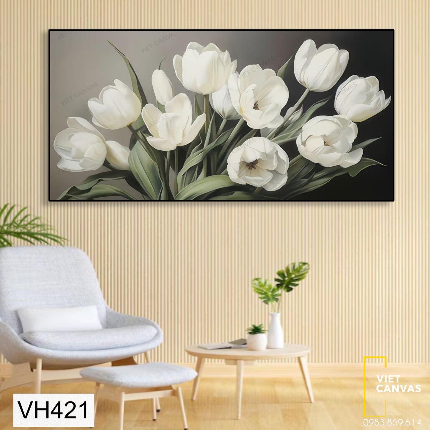 Tranh Hoa Tulip Trắng Nợ Rộ - VH421