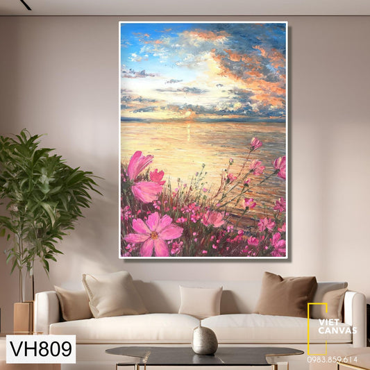 Tranh Bông Hoa Bên Bờ Sông Rực Rỡ - VH809