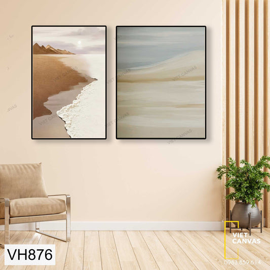 Bộ 2 Tranh Sóng Biển Và Tranh Trừu Tượng - VH876