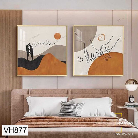 Bộ 2 Tranh Cặp Đôi Yêu Nhau Và Hình Ảnh Nắm Tay - VH877